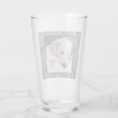 Vaderdag Cute White Puppy Dog Snowy Winter Glas (Achterkant)