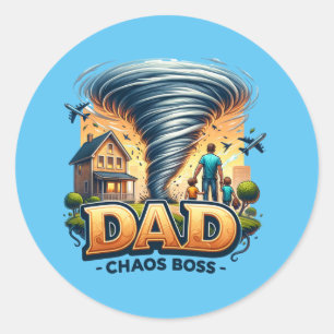 Vaderdag Dad Chaos Boss Ronde Sticker