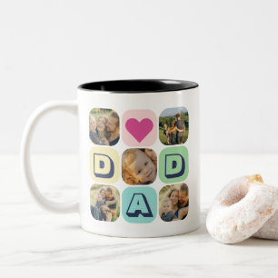 Vaderdag Dad Foto Collage Familie Afbeelding Grid Tweekleurige Koffiemok