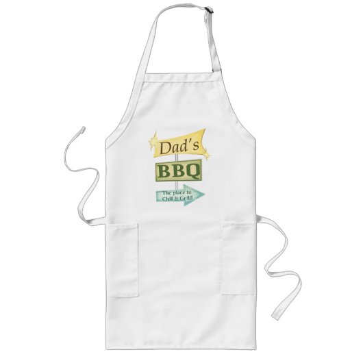 vaderdag Dad Retro Grunge Barbeque Sign Lang Schort (Voorkant)