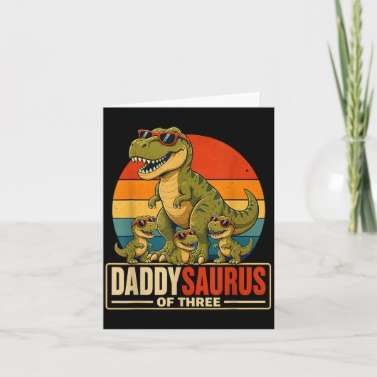 Vaderdag Daddysaurus Vader Van Drie Dinosaurussen Kaart (Voorkant)