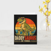 Vaderdag Daddysaurus Vader Van Drie Dinosaurussen Kaart (Gele Bloem)