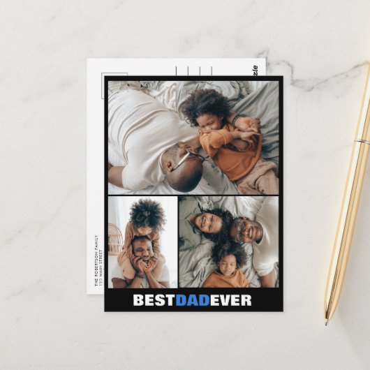 Vaderdag Drie Aangepast Briefkaart voor foto's (Voorkant / Achterkant in situ)