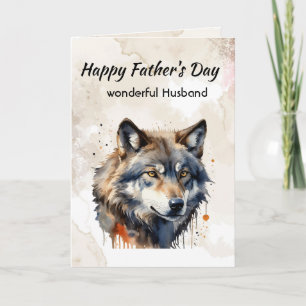Vaderdag Echtegenoot Waterverf Wolf Feestdagen Kaart