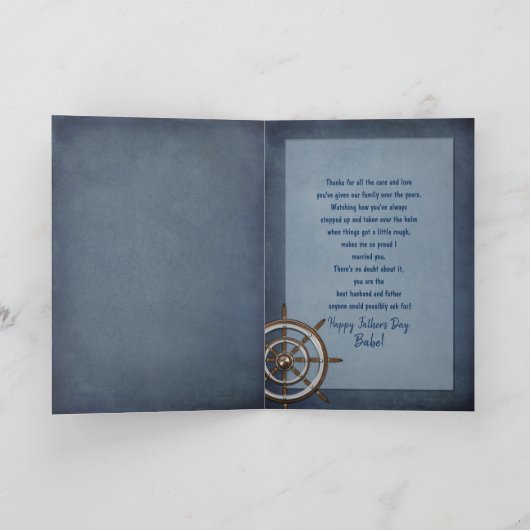 Vaderdag, Echtgenoot, het Wiel van het Schip, Roer Kaart (Binnen)