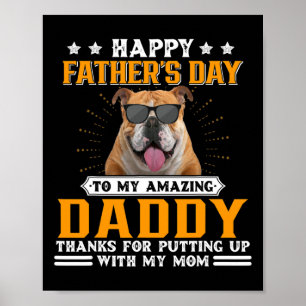 Vaderdag Engelse Bulldog Dog Papa Gifts Voor Manne Poster