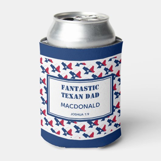 Vaderdag FANTASTIC TEXAN DAD, gepersonaliseerd Blikjeskoeler (Blikje Voorkant)