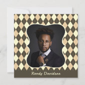 Vaderdag Foto Bruin Tan Argyle Dinnerfeest Kaart (Voorkant)