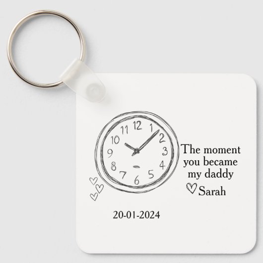Vaderdag Foto met speciale datum en bericht Sleutelhanger (Voorkant)
