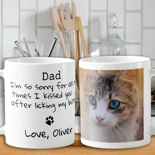 Vaderdag - Funny Cat Dad Custom Pet Photo Koffiemok