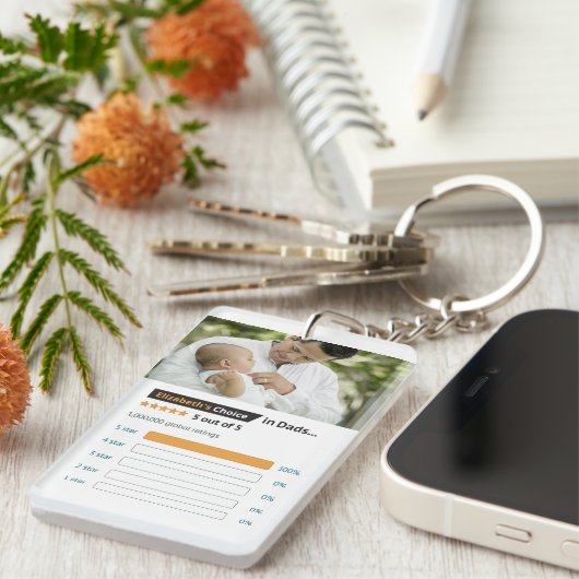 Vaderdag Funny Five Star Photo Sleutelhanger (Voorkant Rechts)