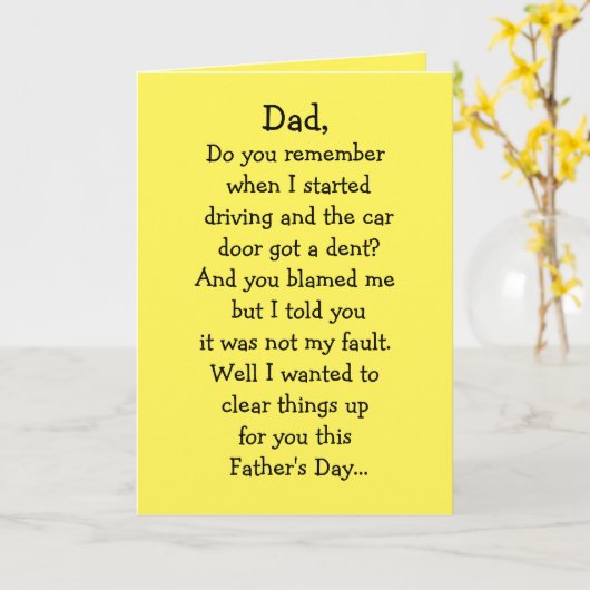 Vaderdag Gedeukte Auto Kaart (Gele Bloem)