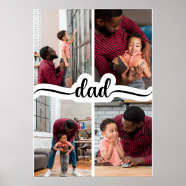 Vaderdag Gepersonaliseerde 4 fotocollage Poster