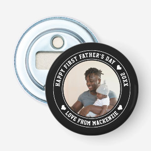 Vaderdag gepersonaliseerde foto en tekst button flesopener
