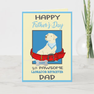 Vaderdag gepersonaliseerde gele labrador retriever feestdagen kaart