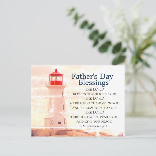 Vaderdag, getallen 6:24 vuurtoren briefkaart (Staand voorkant)