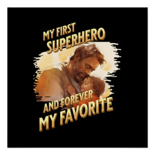 Vaderdag Gift Mijn eerste superheld Perfect Poster