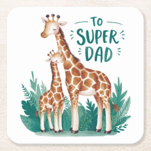 Vaderdag Gift Naar Super Dad Vierkante Kartonnen Onderzetter