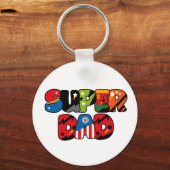 Vaderdag Gift Superheld Superheld Super Pap Sleutelhanger (Voorkant)