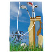 Vaderdag-golftas met kogel in gras medium cadeauzakje (Voorkant)