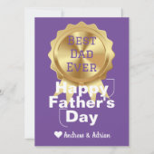 Vaderdag, gouden medaille waardering, eenvoudig feestdagenkaart (Voorkant)