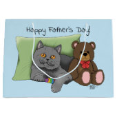 Vaderdag Grey Cat Groot Cadeauzakje (Voorkant)
