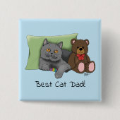 Vaderdag Grey Cat Vierkante Button 5,1 Cm (Voorkant)