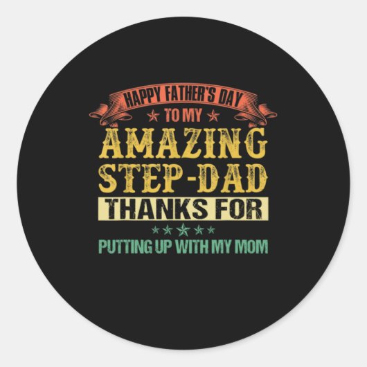 Vaderdag | Happy Vaderdag to Step Dad Ronde Sticker (Voorkant)