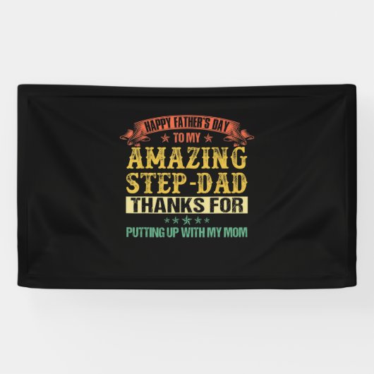 Vaderdag | Happy Vaderdag to Step Dad Spandoek (Horizontaal)