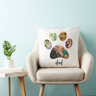 Vaderdag Hond Pa 5 Paw Print Fotocollage Kussen