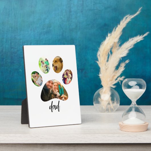 Vaderdag Hond Papa | 5 Pootafdruk Foto Collage Fotoplaat (Zijkant)