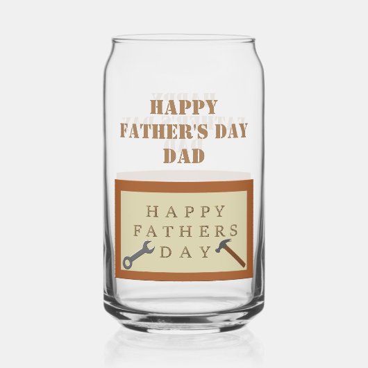 Vaderdag houten teken aangepaste bericht blikvorm glas (Voorkant)