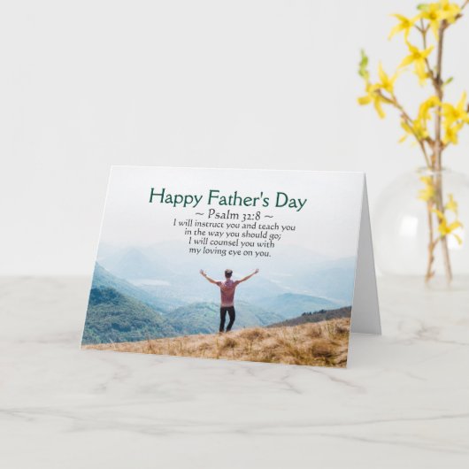 Vaderdag, Inspirerend Bijbel Verse Psalm 32:8 Kaart (Gele Bloem)