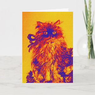 VADERDAG KITTEN MET GEEL BLAUWE ROZEN KAART