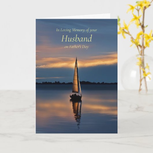 Vaderdag laat echtgenoot herdenking met zeilboot kaart (Gele Bloem)