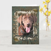 Vaderdag - Labrador - Chocolade Kaart (Gele Bloem)