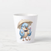 Vaderdag Latte Mok | Blauwe Vader Vogel Familie (Voorkant)