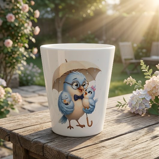 Vaderdag Latte Mok | Blauwe Vader Vogel Familie