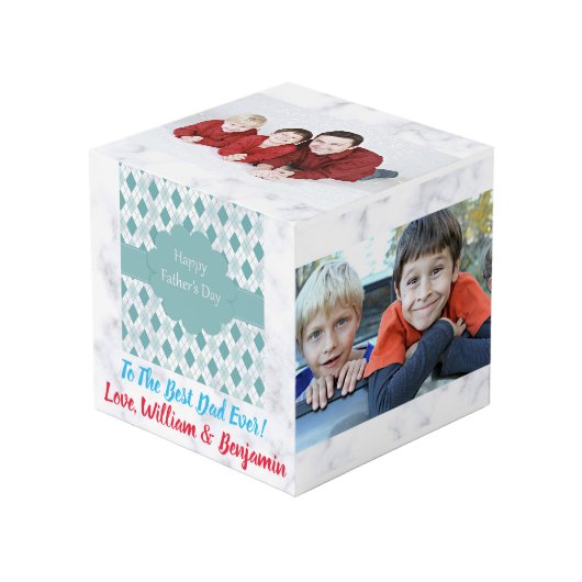Vaderdag Liefde Foto Collage 4 Afbeeldingen Kubus (Voorkant hoekig)