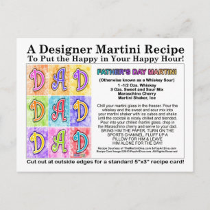 Vaderdag Martini Recipe Card Briefkaart