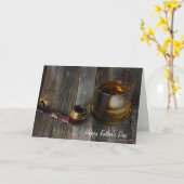 Vaderdag met whisky en pijp op hout kaart (Gele Bloem)