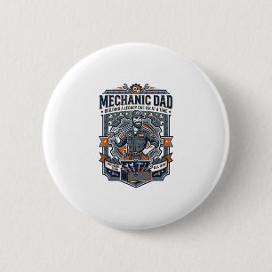 Vaderdag monteur vader T-shirt grappige werkende v Ronde Button 5,7 Cm