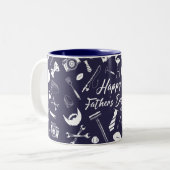 Vaderdag Navy Tweekleurige Koffiemok (Voorkant links)