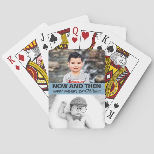 Vaderdag nu en toen foto's jongen pokerkaarten (Achterkant)