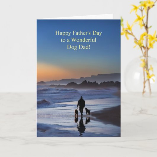 Vaderdag op het strand met honden zonsondergang en kaart (Gele Bloem)