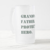 Vaderdag opa Father Protector Hero Text Matglas Bierpul (Voorkant links)