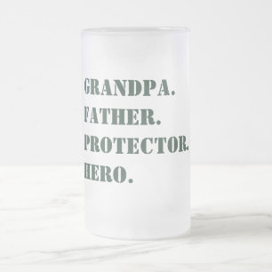 Vaderdag opa Father Protector Hero Text Matglas Bierpul