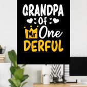 Vaderdag |Opa van de heer Onederful 1st Birthday Poster (Thuiskantoor)