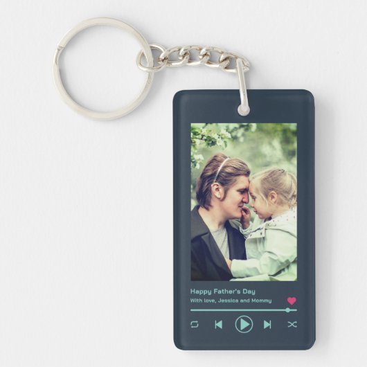 Vaderdag pa Custom Photo Cool Music Player Sleutelhanger (Voorkant)