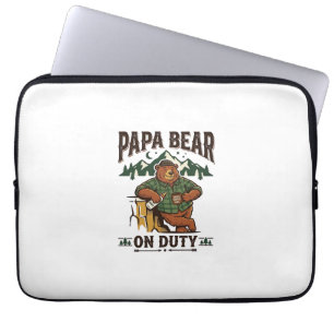 Vaderdag Papa Beer Op Dienst Shirt Funny Animal Da Laptop Sleeve